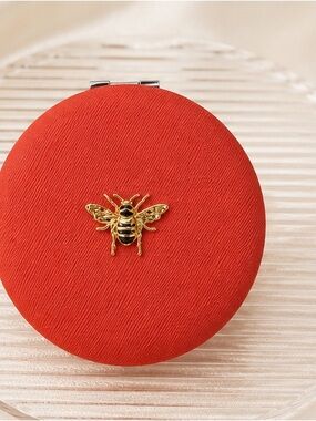 Red Bee Compact Mirror Double-Sided Travel Vanity Mirror